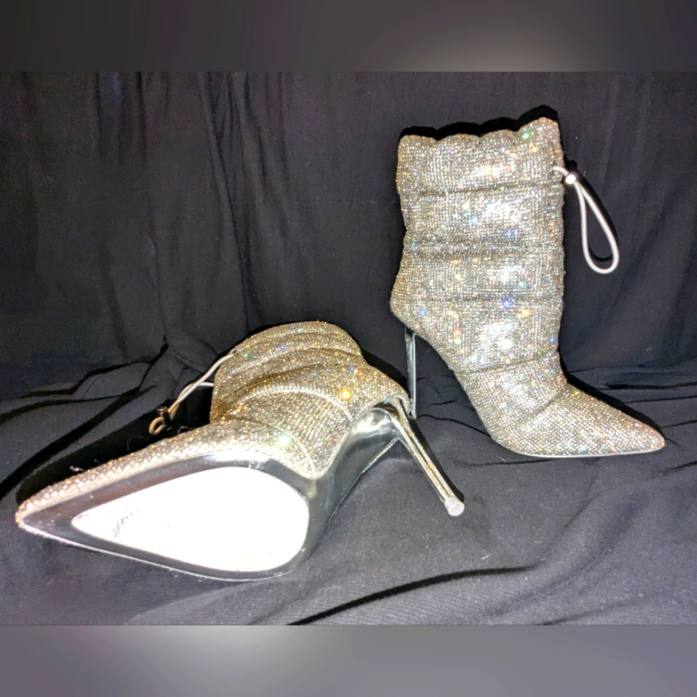 Steve Madden Silver Heeled Boots with Stiletto